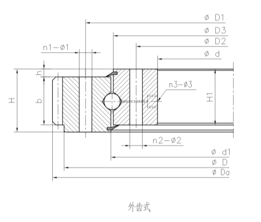 轉(zhuǎn)盤軸承四點(diǎn)型外齒式